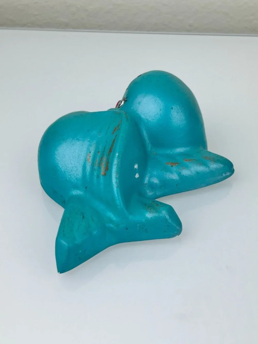 Vintage MCM Teal Chalkware Birds Wall Art Hanging Blue Eyelashes Red Lips Kitsch